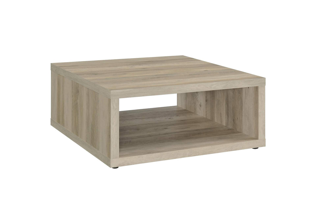 710518 Frisco Square Engineered Wood Coffee Table Distressed Pine