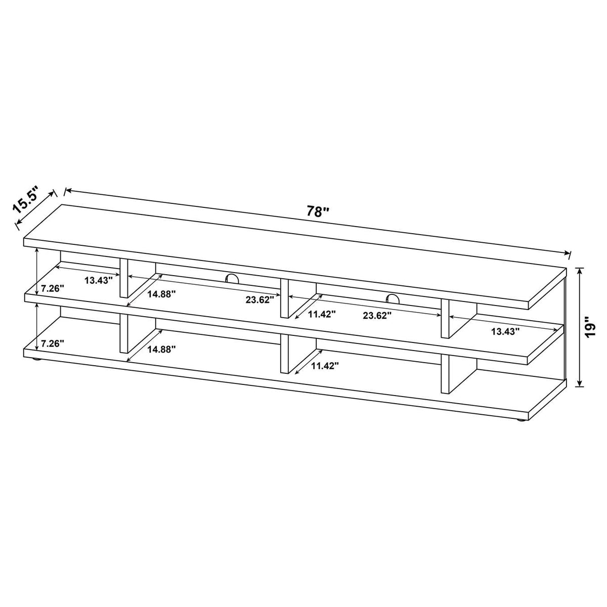 710543 Cartmill 78-inch 2-tier TV Stand Media Console Mango
