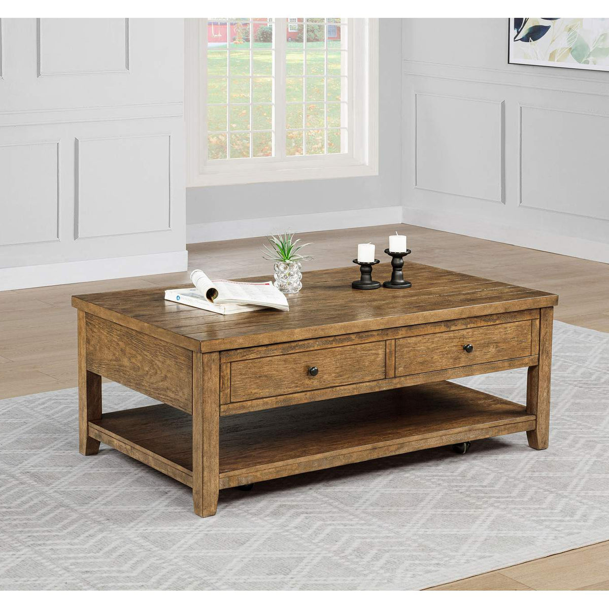 710545 Payne 48-inch Mobile Lift Top Coffee Table Distressed Brown