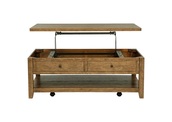 710545 Payne 48-inch Mobile Lift Top Coffee Table Distressed Brown
