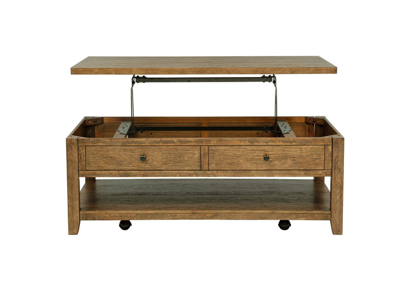 710545 Payne 48-inch Mobile Lift Top Coffee Table Distressed Brown