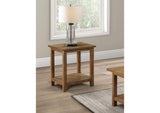 710546 Payne Wood End Table with Shelf Distressed Brown