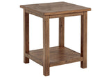 710546 Payne Wood End Table with Shelf Distressed Brown