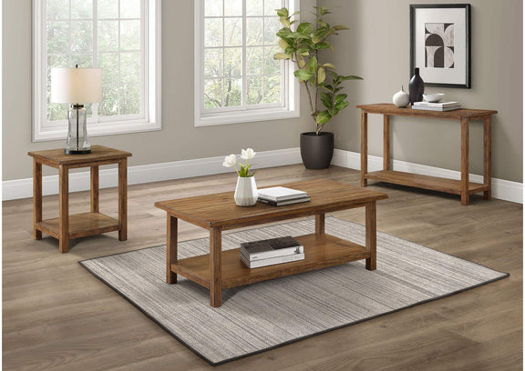 710546 Payne Wood End Table with Shelf Distressed Brown