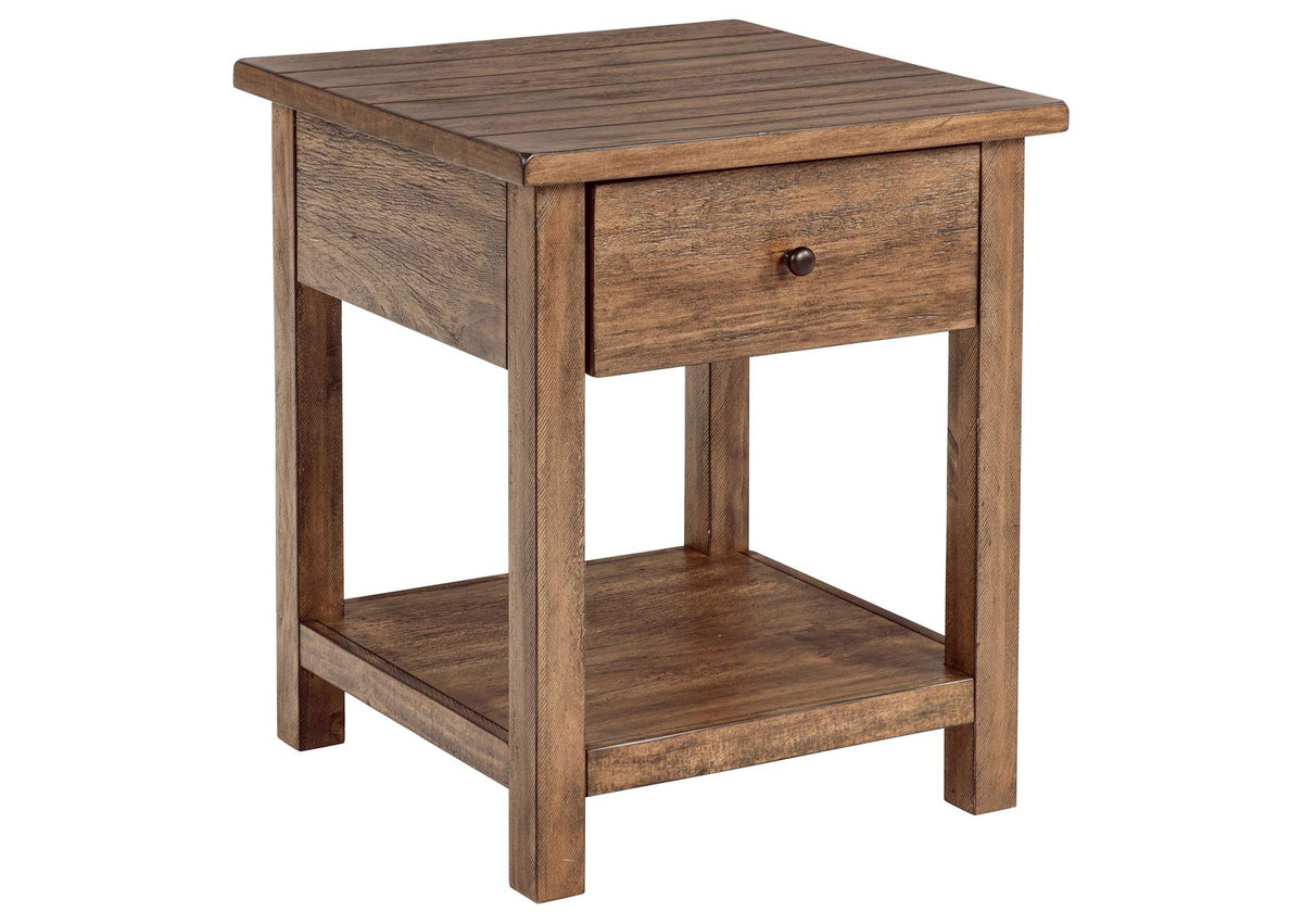 710547 Payne 1-drawer Wood End Table with Shelf Distressed Brown