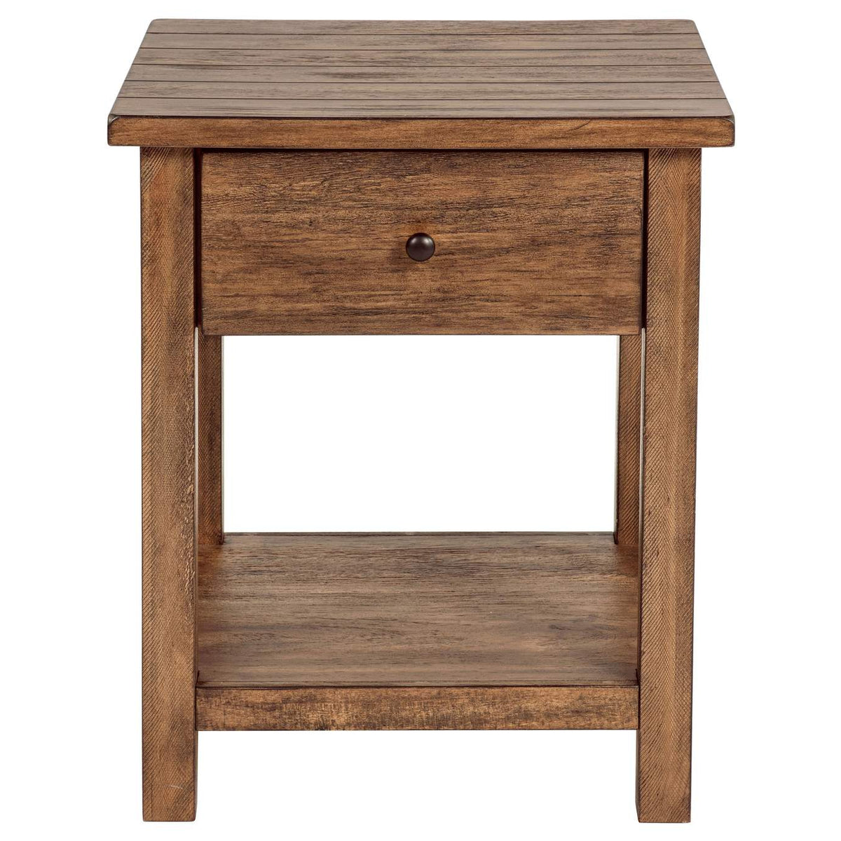 710547 Payne 1-drawer Wood End Table with Shelf Distressed Brown