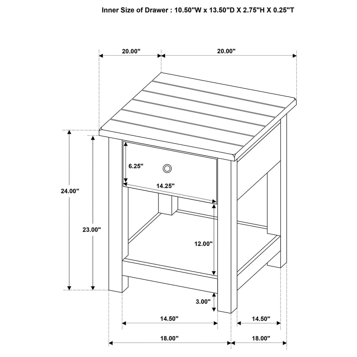 710547 Payne 1-drawer Wood End Table with Shelf Distressed Brown
