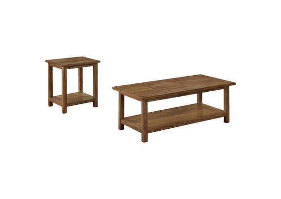 710548-S2A Payne 2-piece Coffee and End Table Set Distressed Brown