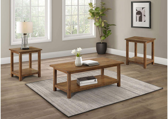 710548-S3A Payne 3-piece Coffee and End Table Set Distressed Brown