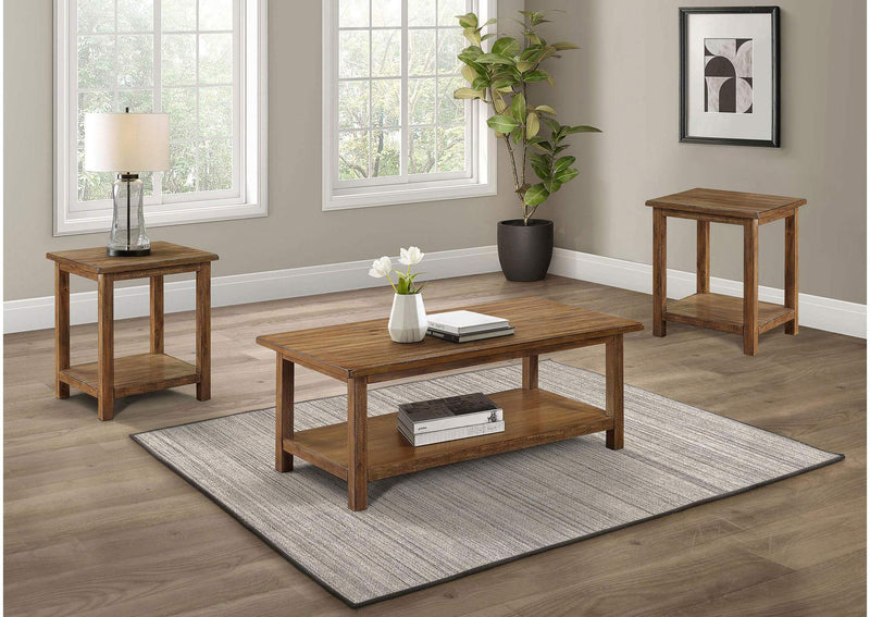 710548-S3A Payne 3-piece Coffee and End Table Set Distressed Brown