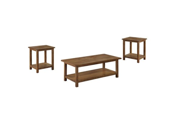 710548-S3A Payne 3-piece Coffee and End Table Set Distressed Brown