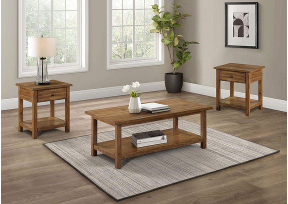 710548-S3 Payne 3-piece Coffee and 1-drawer End Table Set Brown