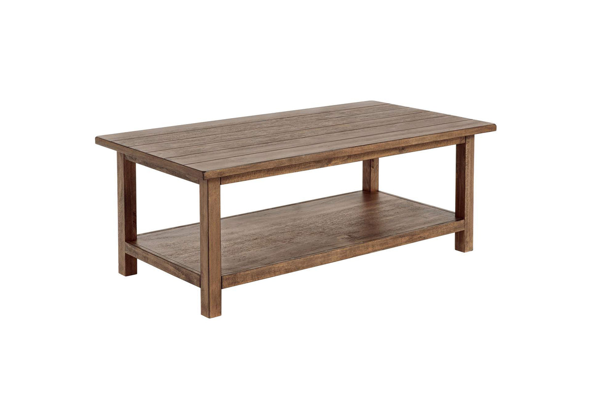 710548 Payne Wood Coffee Table with Shelf Distressed Brown