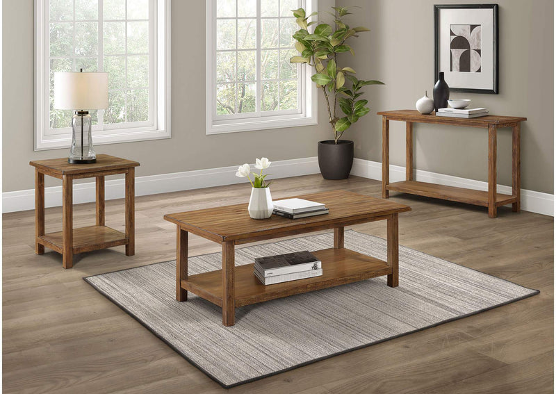710548 Payne Wood Coffee Table with Shelf Distressed Brown