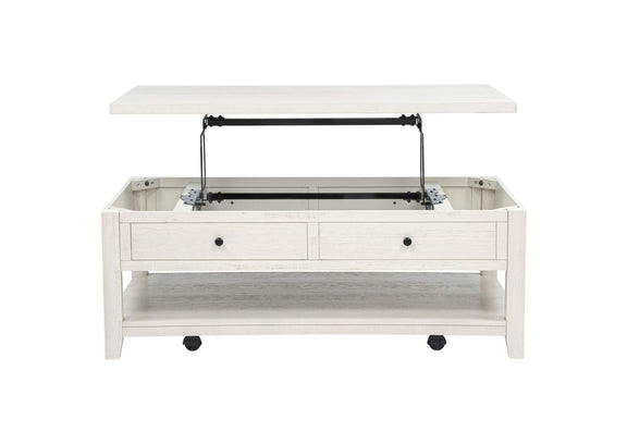 710555 Payne 48-inch Mobile Lift Top Coffee Table Distressed White