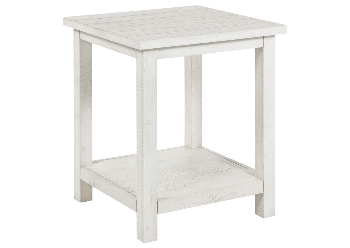 710556 Payne Wood End Table with Shelf Distressed White