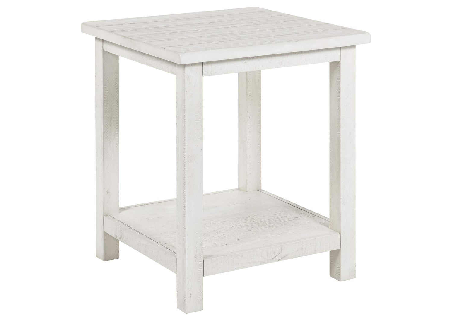 710556 Payne Wood End Table with Shelf Distressed White