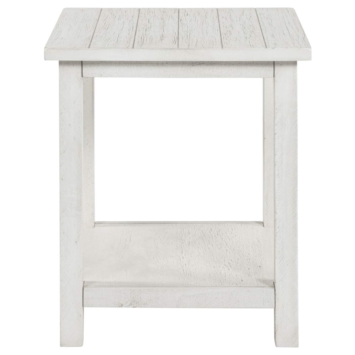 710556 Payne Wood End Table with Shelf Distressed White