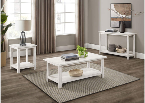 710556 Payne Wood End Table with Shelf Distressed White