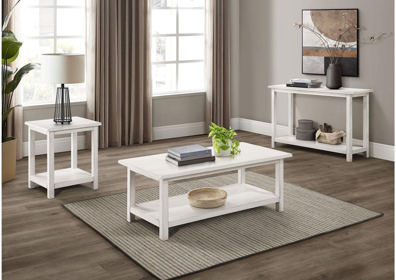 710556 Payne Wood End Table with Shelf Distressed White