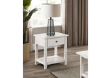 710557 Payne 1-drawer Wood End Table with Shelf Distressed White