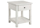 710557 Payne 1-drawer Wood End Table with Shelf Distressed White