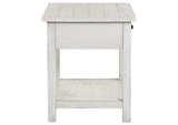 710557 Payne 1-drawer Wood End Table with Shelf Distressed White