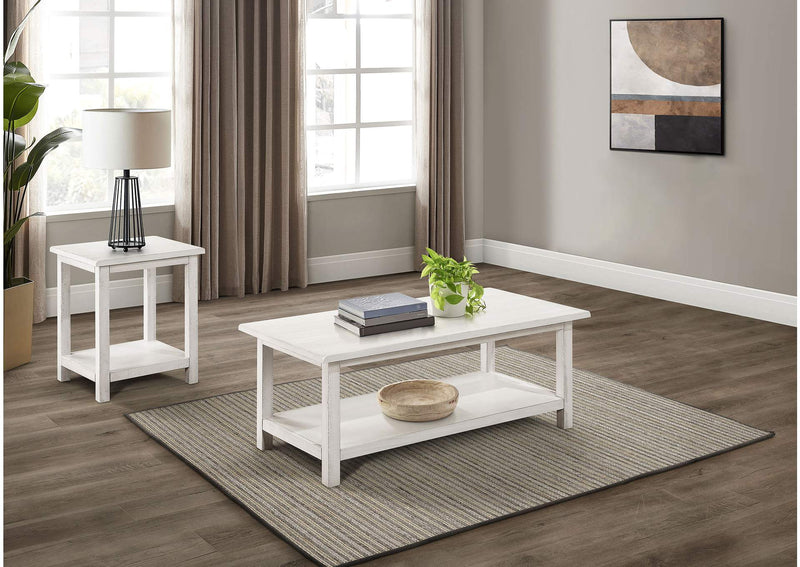 710558-S2A Payne 2-piece Coffee and End Table Set Distressed White