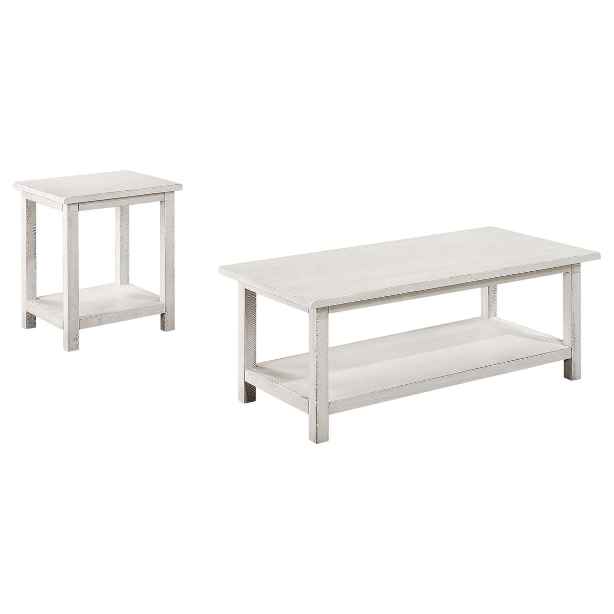 710558-S2A Payne 2-piece Coffee and End Table Set Distressed White