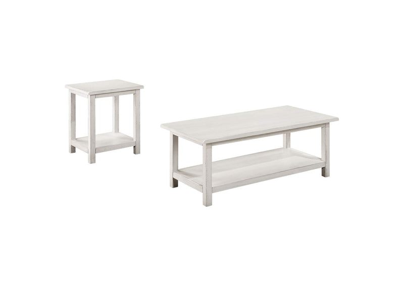 710558-S2A Payne 2-piece Coffee and End Table Set Distressed White