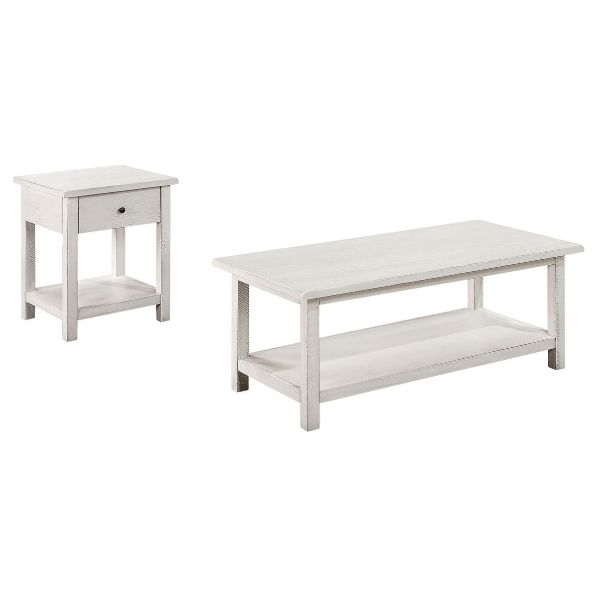 710558-S2 Payne 2-piece Coffee and 1-drawer End Table Set White