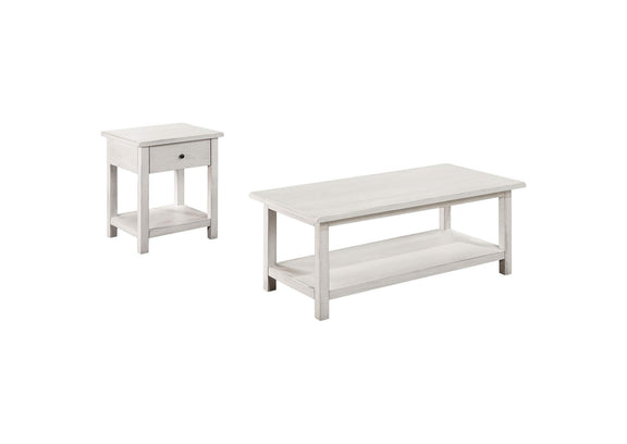 710558-S2 Payne 2-piece Coffee and 1-drawer End Table Set White
