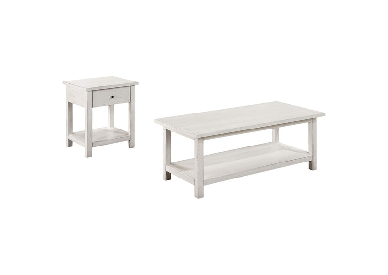 710558-S2 Payne 2-piece Coffee and 1-drawer End Table Set White