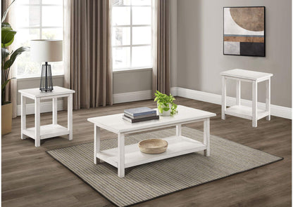 710558-S3A Payne 3-piece Coffee and End Table Set Distressed White