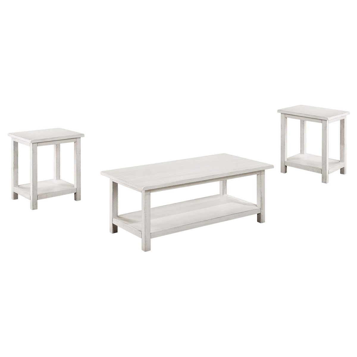 710558-S3A Payne 3-piece Coffee and End Table Set Distressed White