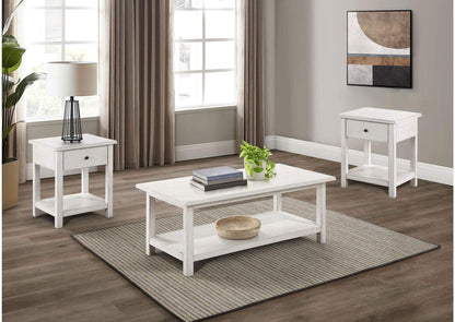 710558-S3 Payne 3-piece Coffee and 1-drawer End Table Set White