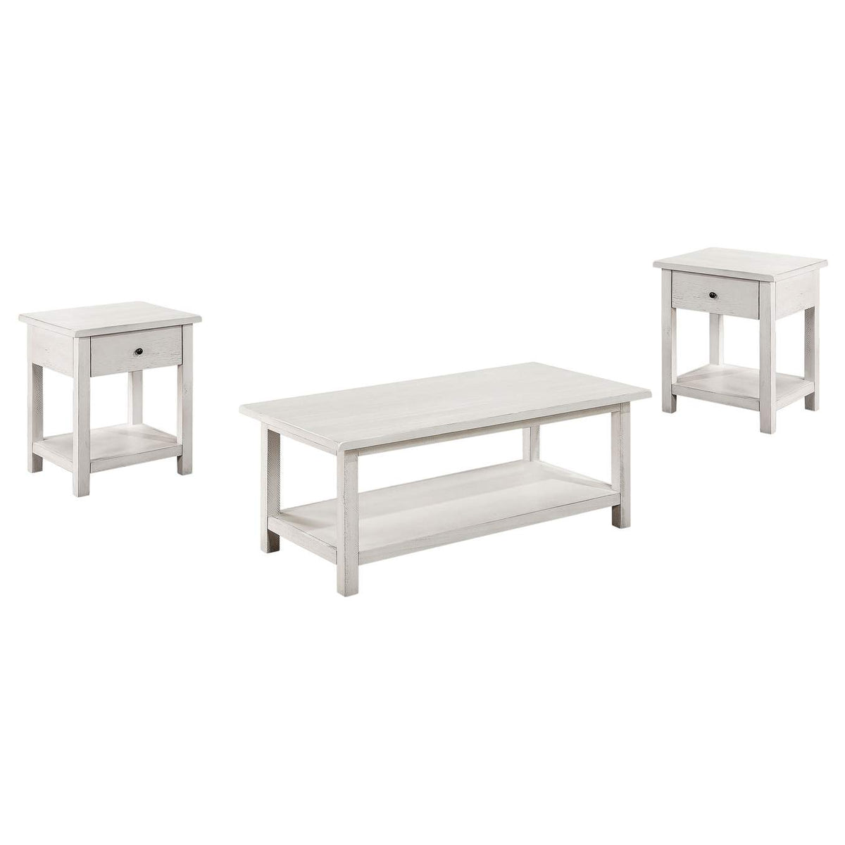 710558-S3 Payne 3-piece Coffee and 1-drawer End Table Set White