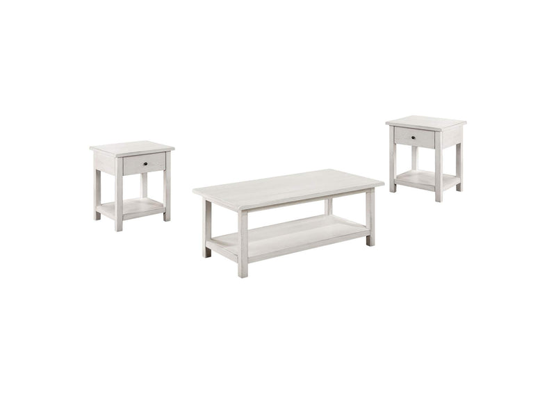 710558-S3 Payne 3-piece Coffee and 1-drawer End Table Set White