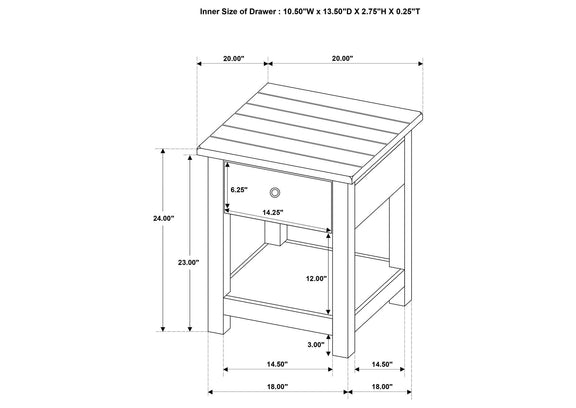 710558-S3 Payne 3-piece Coffee and 1-drawer End Table Set White