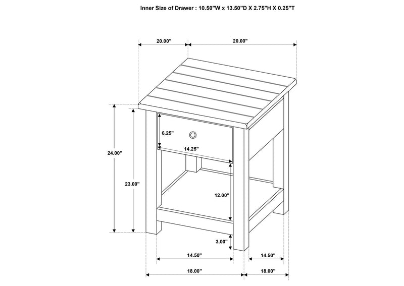 710558-S3 Payne 3-piece Coffee and 1-drawer End Table Set White