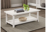 710558 Payne Wood Coffee Table with Shelf Distressed White