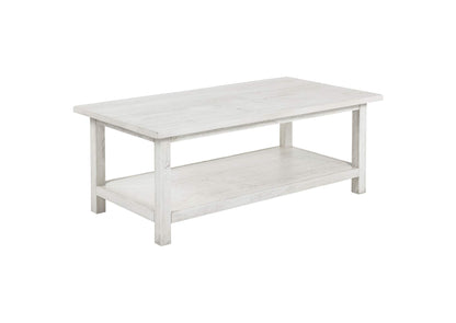 710558 Payne Wood Coffee Table with Shelf Distressed White
