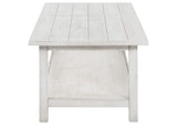 710558 Payne Wood Coffee Table with Shelf Distressed White