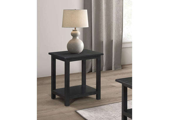 710566 Payne Wood End Table with Shelf Distressed Java