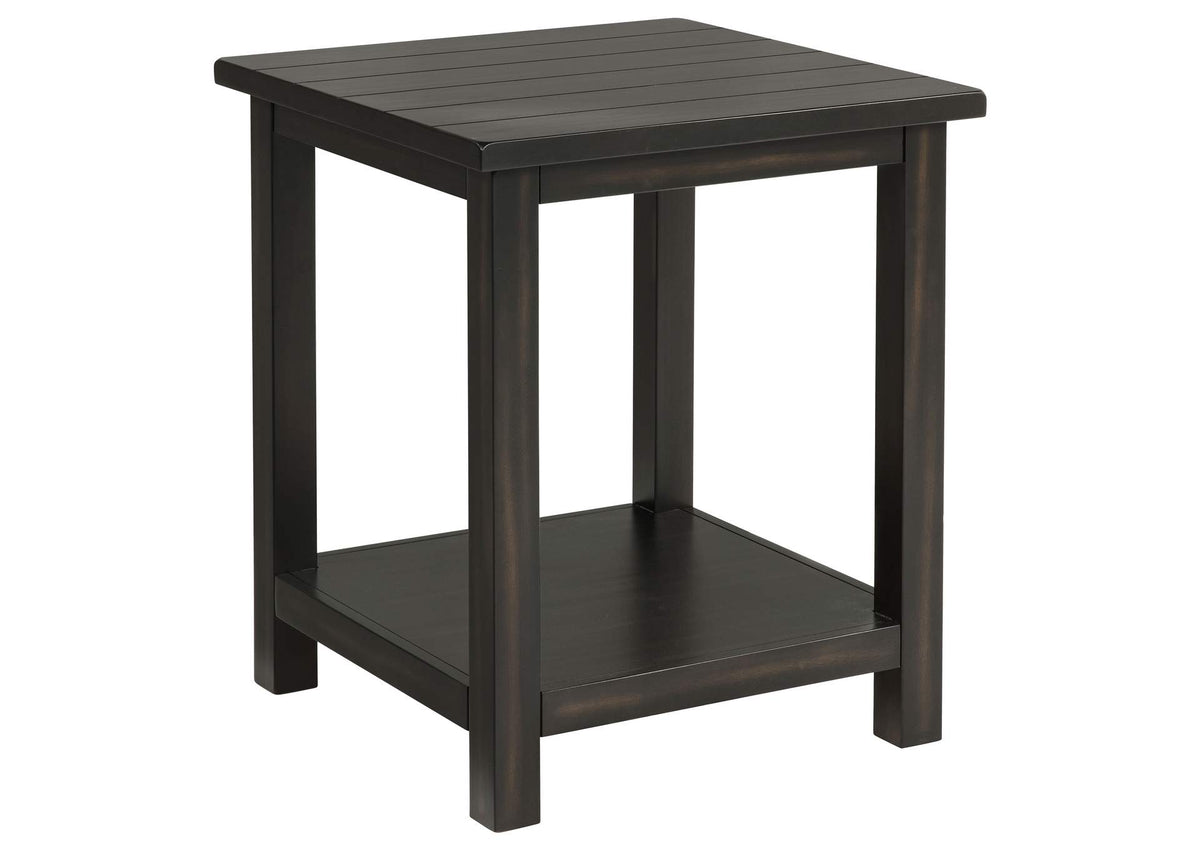 710566 Payne Wood End Table with Shelf Distressed Java