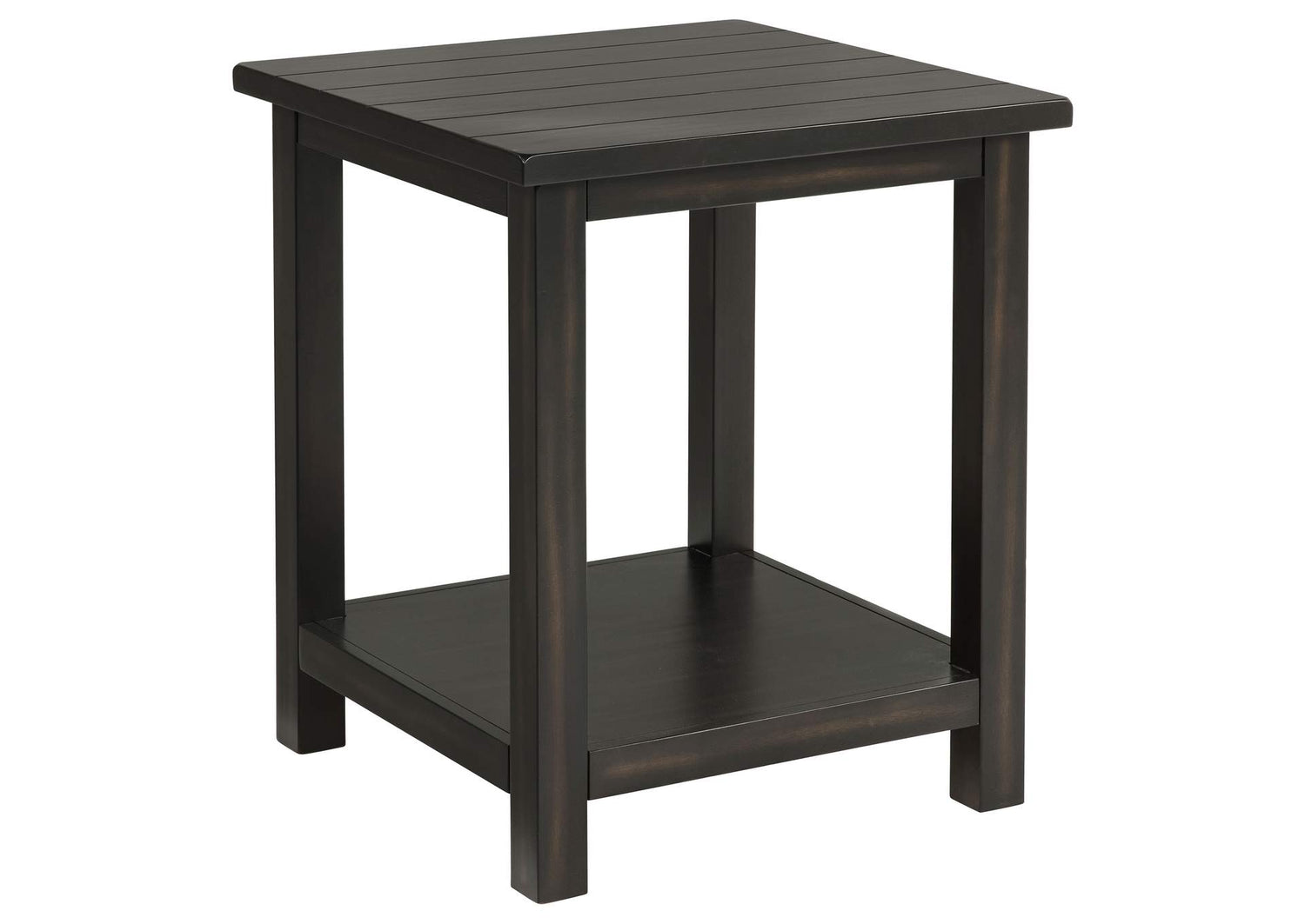 710566 Payne Wood End Table with Shelf Distressed Java