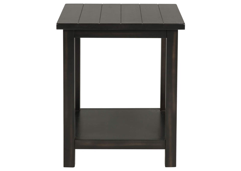710566 Payne Wood End Table with Shelf Distressed Java