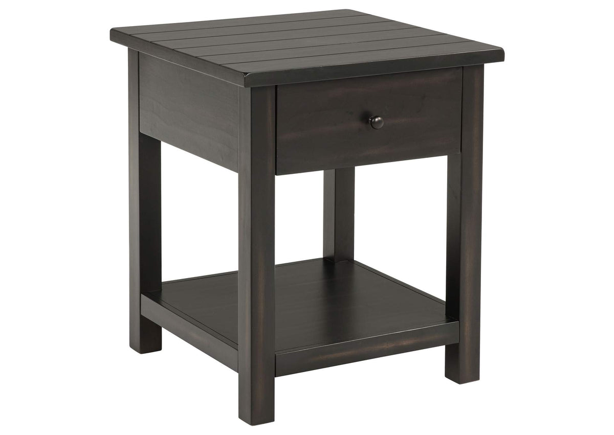 710567 Payne 1-drawer Wood End Table with Shelf Distressed Java