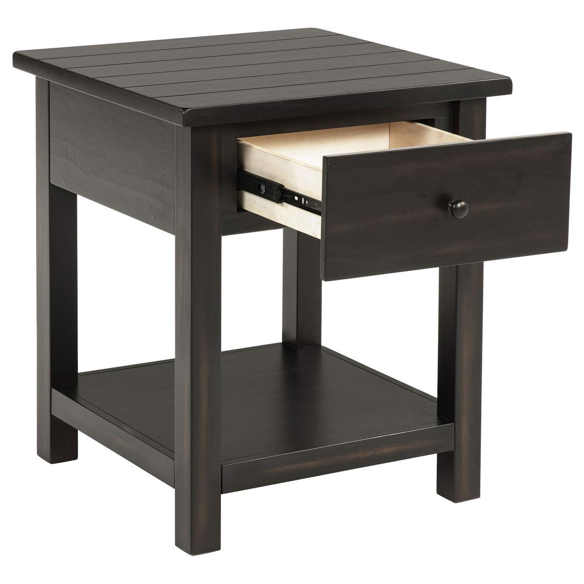 710567 Payne 1-drawer Wood End Table with Shelf Distressed Java