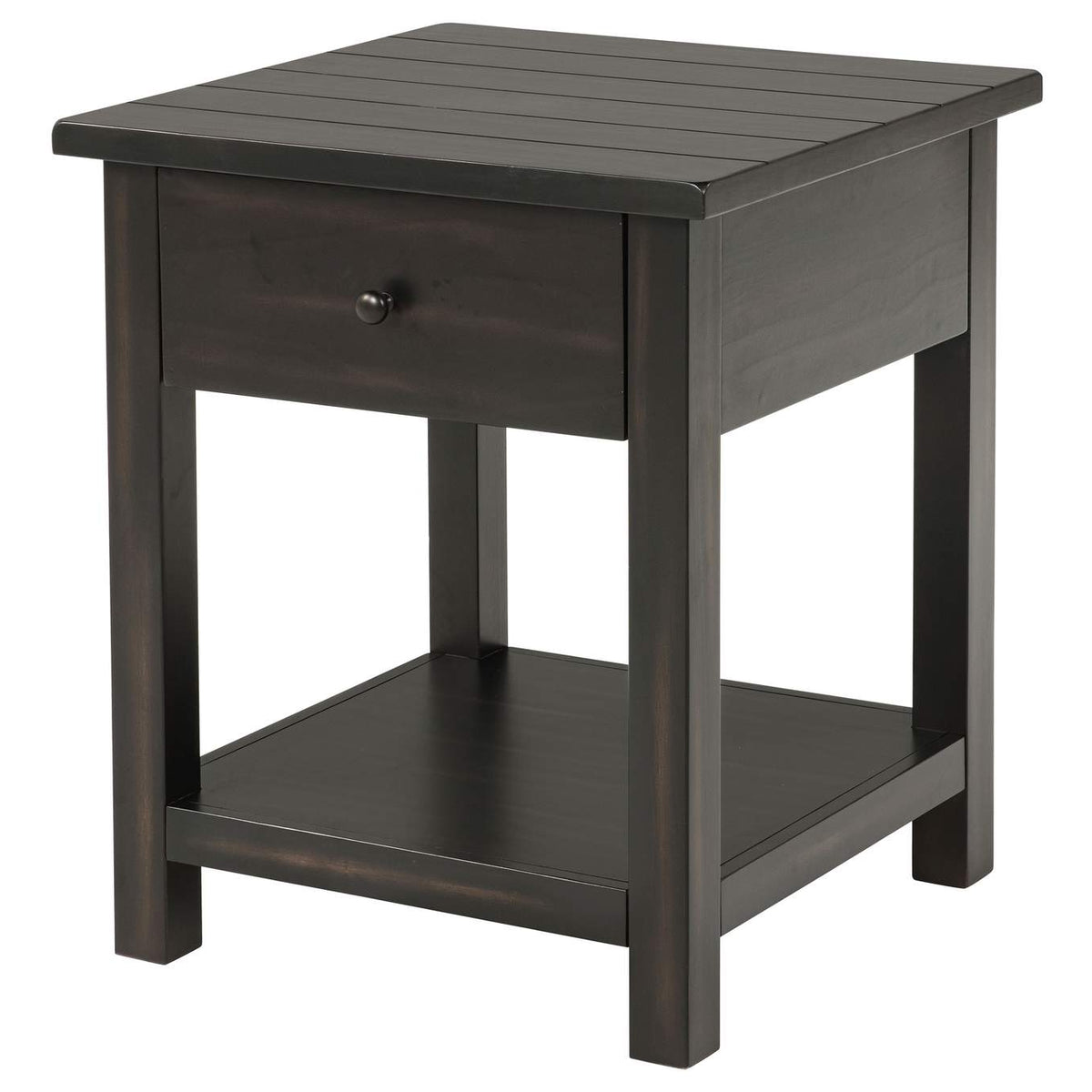 710567 Payne 1-drawer Wood End Table with Shelf Distressed Java